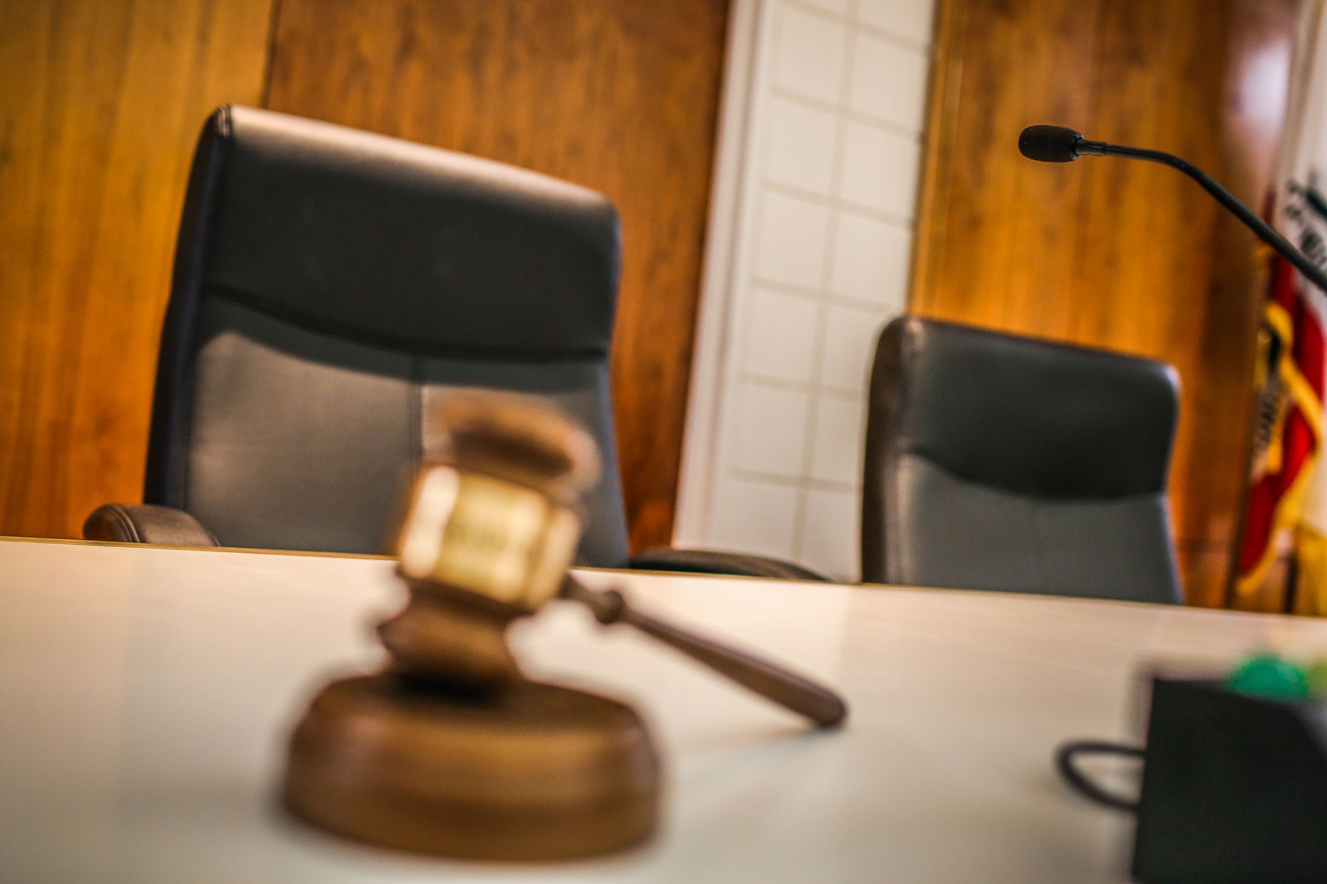 Dias chairs and gavel and microphone